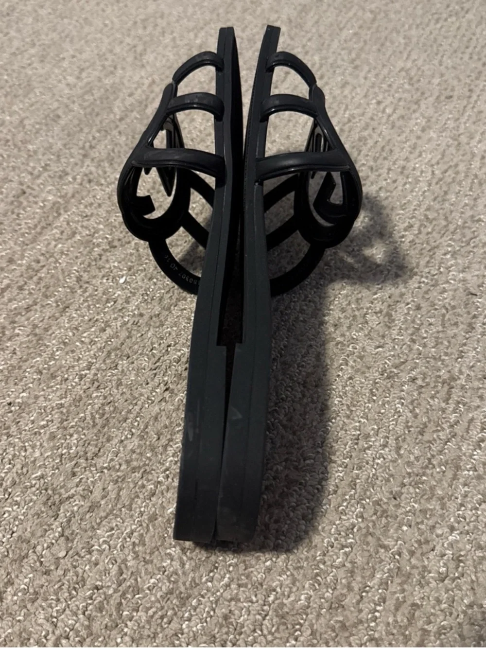 Authentic Gucci Black Interlocking GG Rubber Slide Sandals - Picture 4 of 7